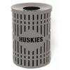 Logo 32 Gallon Plastic Coated Steel Round Diamond Pattern Trash Receptacle