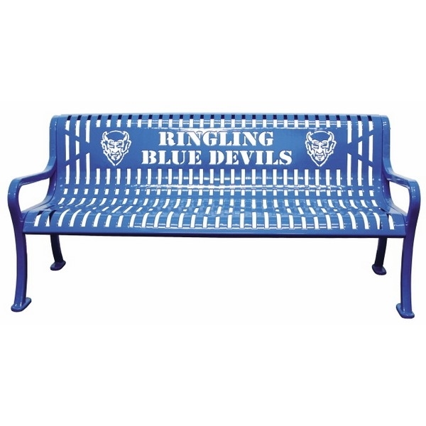 4 Ft. Custom Logo Roll Formed Diamond Contour Bench, Plastic Coated Steel