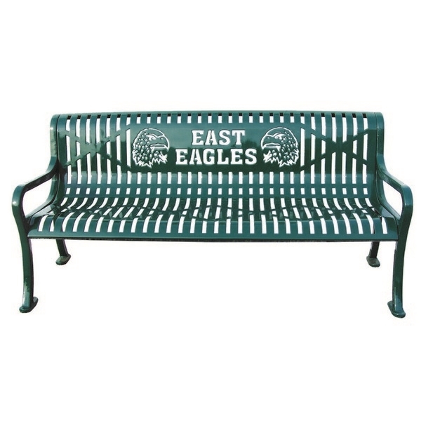 5 Ft. Custom Logo Roll Formed Diamond Contour Bench Plastic Coated Steel