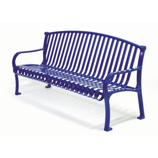 Custom Logo Roll Formed Diamond Contour Bench 6 foot Plastic Coated Steel 
