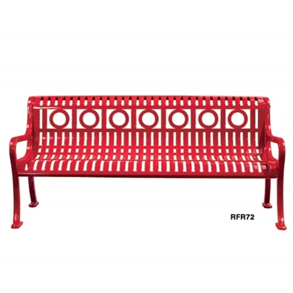 Ring Bench Roll Formed Diamond Contour Bench 6 foot Plastic Coated Steel with Cast Iron Legs