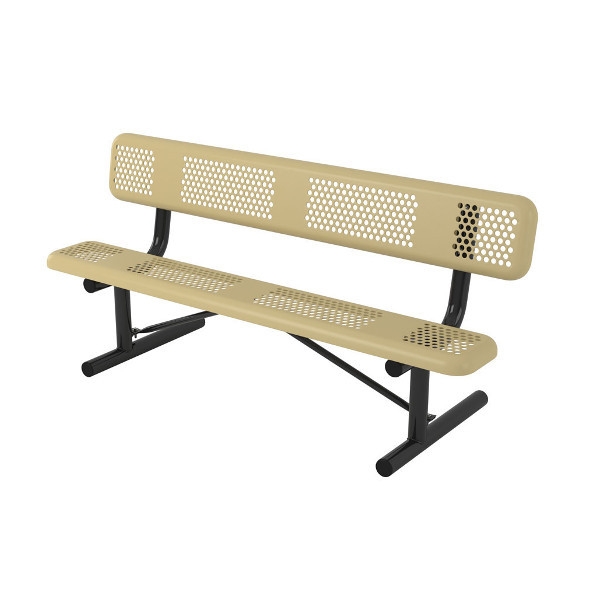 Picture of Bench With Back  Plastic Coated Perforated with 2 3/8 In. Galvanized Steel, Portable- 6 or 8 ft.
