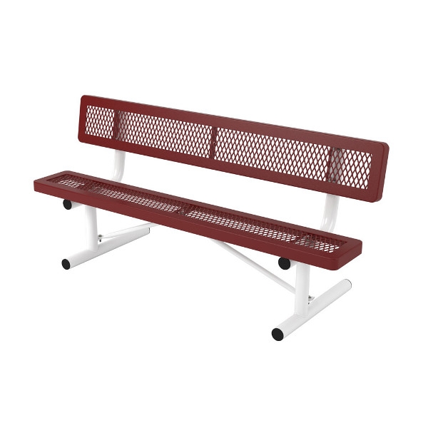 Picture of Regal Style 6 Foot Bench with Back Plastic Coated Expanded Metal with 2 3/8 In. Galvanized Tube