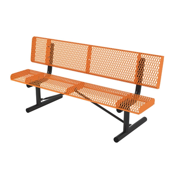 Picture of Bench With Back 6 Ft. Plastic Coated Rolled Expanded Metal with 2 3/8 In. Galvanized Steel, Portable