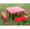 48" Square Fiberglass Top Picnic Table with Powder-Coated Portable Frame
