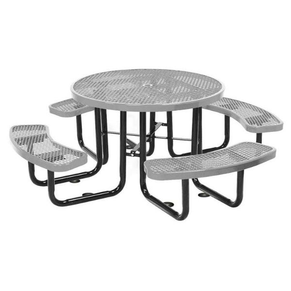Picnic Table Round 46 In. Plastic Coated Expanded Metal with Powder Coated Steel Tube