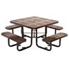 Square Thermoplastic Picnic Tables 46 inch Thermoplastic Coated Perforated with Powder Coated Steel Tube