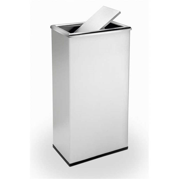 Picture of 13.5 Gallon Stainless Steel Rectangular Trash Can, Portable, 11 lbs.