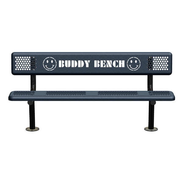 Picture of Perforated 6 Foot Steel Buddy Bench with Back