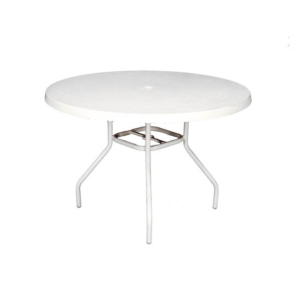 Picture of Round 42" Fiberglass Dining Table with 1" Aluminum Frame, White