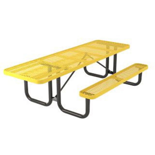 Picture of 8 Foot ADA Compliant Rectangular Picnic Table, Thermoplastic Coated Perforated Metal with Welded 2 3/8" Steel Frame, Portable