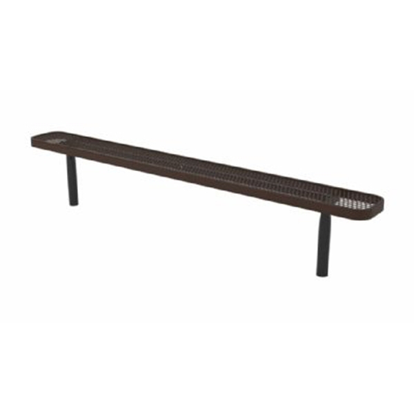 Picture of 6 Ft. Thermoplastic Coated Perforated Metal Player's Style Bench with 2 3/8" Steel Legs, Portable, Surface Mount, or Inground