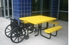 Picture of RHINO ADA Square Picnic Table with Three Seats, Polyolefin Expanded Metal,Portable, 239lbs.