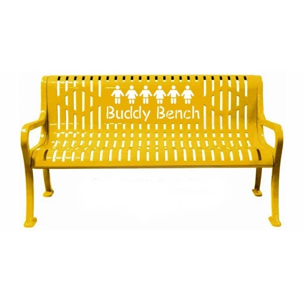 5 Ft. Buddy Bench, Roll Formed Diamond Contour Bench Plastic Coated Steel