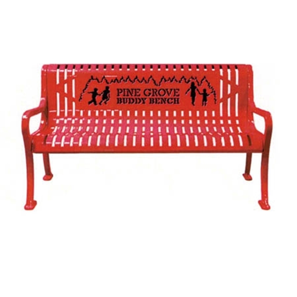 5 Ft. Custom Buddy Bench with Back Plastic Coated Rolled Steel