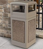 42 Gallon Stonetec Square Receptacle with Dome Top. Plastic with Stonetec Panel - Lifestyle 