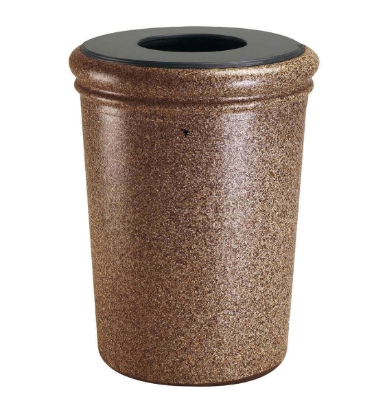 50 Gallon Polymer Concrete Trash Can - Sedona