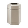 Trash Receptacle Hexagon 30 Gallon Plastic - Beige
