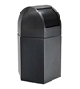 Trash Receptacle Hexagon 45 Gallon Plastic with Dome Top - Black