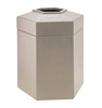 Trash Receptacle Hexagon 45 Gallon Plastic - Beige 