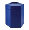 Trash Receptacle Hexagon 45 Gallon Plastic - Blue
