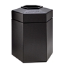 Trash Receptacle Hexagon 45 Gallon Plastic - Black