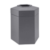 Trash Receptacle Hexagon 45 Gallon Plastic - Gray