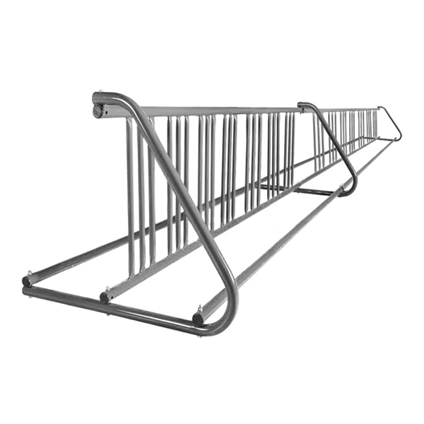 28 Space 16 Ft. W Style Grid Bike Rack - Galvanized