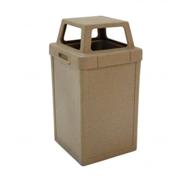 24 Gallon Square Plastic Trash Receptacle with 4-Way Open Top, 50 Lbs. 