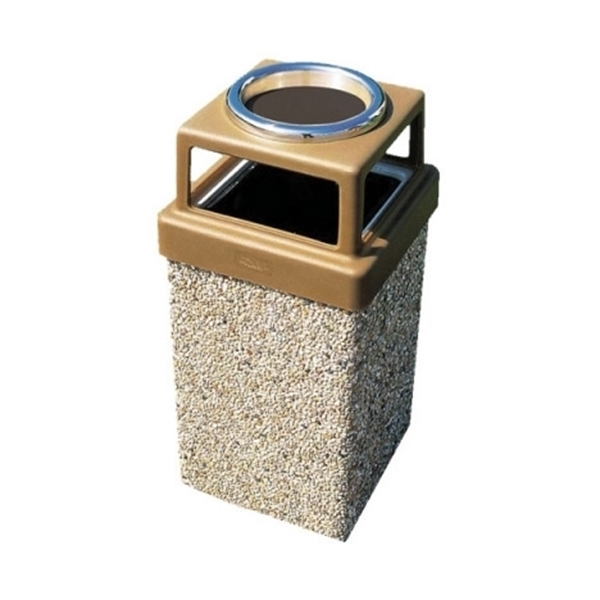 Concrete Trash Receptacle with Ash Top, 205 Lbs.