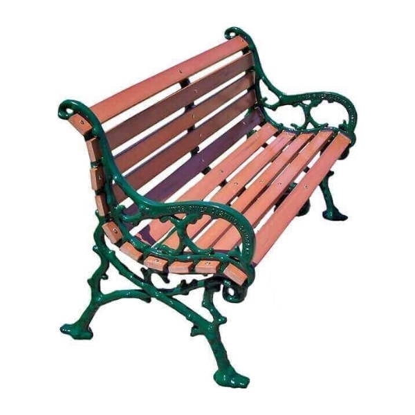 48" White Oak Park Bench with Cast Aluminum frame, 75 Lbs.