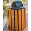 32 Gallon Slatted Recycled Plastic Trash Can, 102 Lbs.