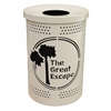 Logo 32 Gallon Plastic Coated Steel Round Diamond Pattern Trash Receptacle