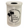 Logo 32 Gallon Plastic Coated Steel Round Diamond Pattern Trash Receptacle