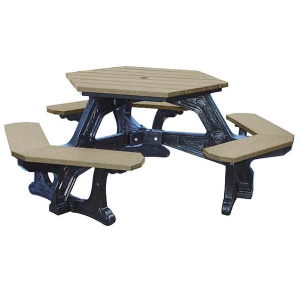Plaza Recycled Plastic Hexagonal Picnic Table
