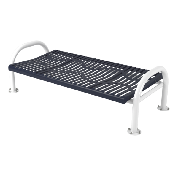 Bench Without Back 6 foot Plastic Coated Ribbed Steel With 2 3/8 In. Bent Frame