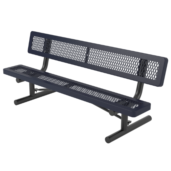 Child's Bench with Back 6 Ft. Plastic Coated Expanded Metal with 2 3/8 In. Galvanized Tube