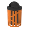 Classic Trash Receptacle 32 Gallon Plastic Coated Ribbed Steel Includes Liner and Dome Top
