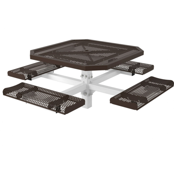Octagon Picnic Table 46 In. Attached Seats Plastic Coated Rolled