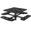 Square Thermoplastic Picnic Tables 46 inch with Four Attached Seats Plastic Coated Expanded Metal