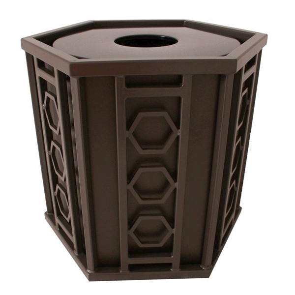 Biscayne 32 Gallon Powder Coated Steel Trash Receptacle