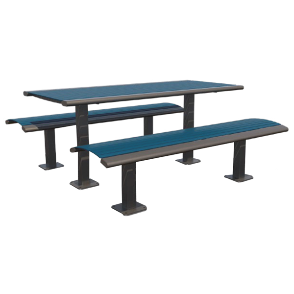 Arches 6 Foot Steel Pedestal Table with Detached Seats