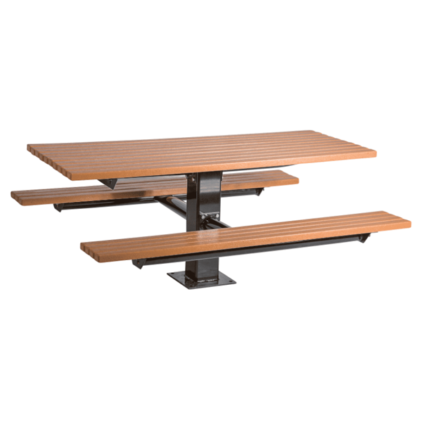 Rectangular Picnic Table 6 Ft. Recycled Plastic with Single Post Frame
