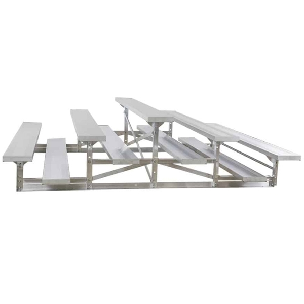 3 Row Back-To-Back 15 ft.  Aluminum Bleacher without Guardrails and Double Footboards - 360 lbs.