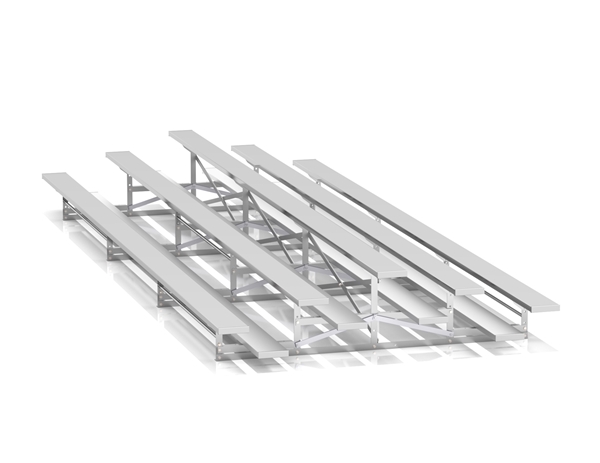 3 Row Back-To-Back 27 ft. Aluminum Bleacher without Guardrails and Double Footboards - 600 lbs.	