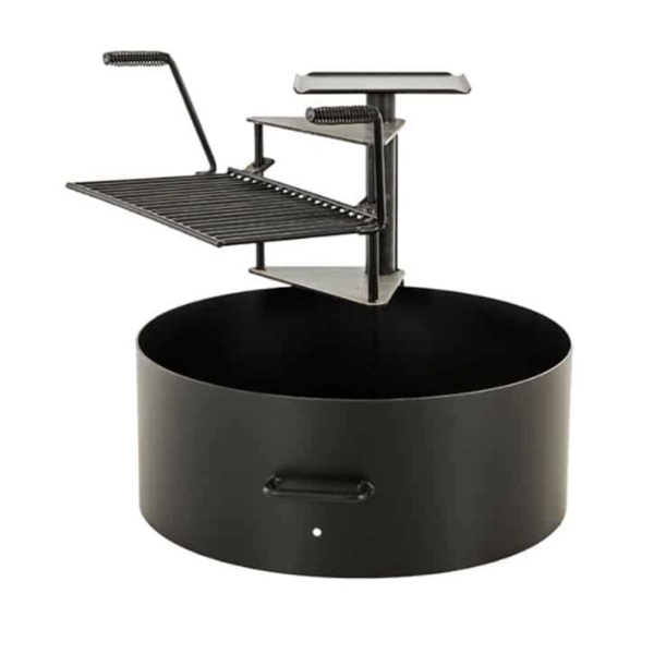 20" Ultimate Cooking Fire Ring with Swinging Grate and 300 Sq In Grilling Surface - 100 lbs.