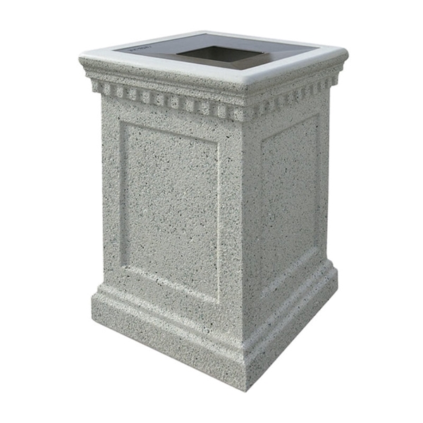 24-Gallon Colonial Waste Container with Reinforced Concrete Frame - 640 lbs.