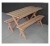 5 ft. Crossleg Wooden Picnic Table with 2 Detached Benches - 72 lbs.