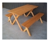 5 ft. Crossleg Wooden Picnic Table with 2 Detached Benches - 72 lbs.