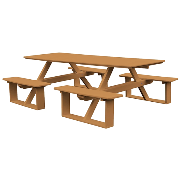 8 ft. Rectangular Poly Recycled Plastic Walk-In Picnic Table - 320 lbs.